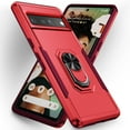 thumbnail image 1 of Nalacover Rugged Case for Google Pixel 7A with Rotated Ring Holder Kickstand Bracket, Military Grade PC + TPU Shockproof Cover with Magnetic Car Mount Lens Protective Case, Red, 1 of 9
