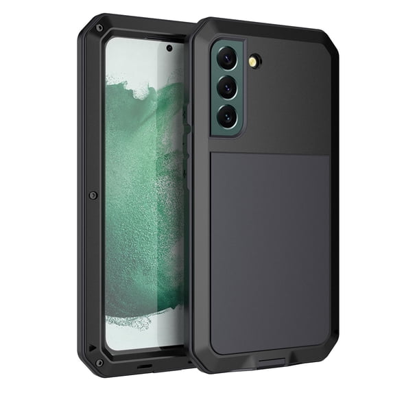 Nalacover Rugged Case for Samsung Galaxy S23 Plus, With Tempered Galss Screen Protector Heavy Duty Malitary Grade Full Protection Cover, Aluminum Alloy Metal + TPU Shockproof Dustproof Case, Black