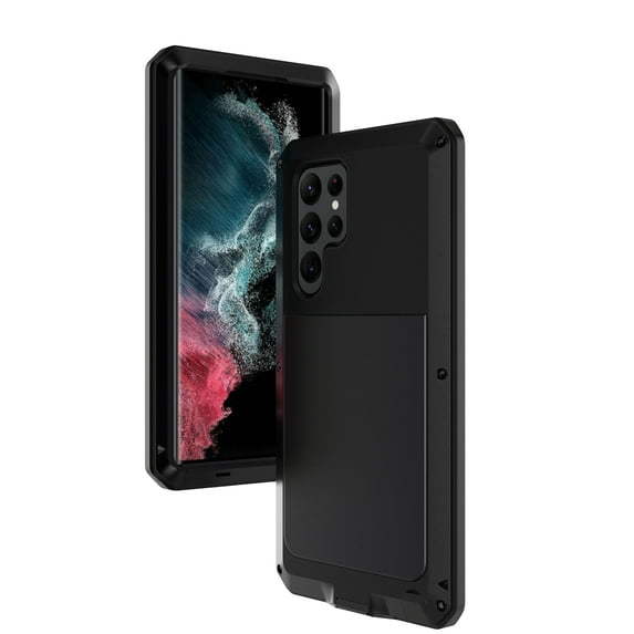 Nalacover Rugged Case for Samsung Galaxy S23 Ultra, Heavy Duty Malitary Grade Full Protection Cover, Aluminum Alloy Metal + TPU Shockproof Dustproof Case, Black