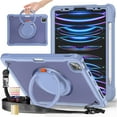 thumbnail image 1 of Nalacover Rugged Case for iPad Pro 11 2022/2021/2020/2018, for iPad Air 5/Air 4 Tablet Case with Rotatable Stand & Foldable Handle Grip & Shoulder Strap, Heavy Duty Hybrid Shockproof Case - Purple, 1 of 1