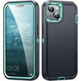 thumbnail image 1 of Nalacover Rugged Case for iPhone 14, Triple-Layers Heavy Duty Hard PC + Soft TPU Hybrid Military Grade Shockproof Anti-Scratches Cover with Non-Slip Strip Lens Protection Case for iPhone 14,Blue, 1 of 8