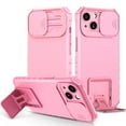 thumbnail image 1 of Nalacover Rugged Case for iPhone 15 Plus Camera Lens Sliding Cover, Hidden Bracket Kickstand Hybrid PC + TPU Military Grade Heavy Duty Shockproof Case for iPhone 15 Plus, Pink, 1 of 11