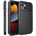 thumbnail image 1 of Nalacover Rugged Case for iPhone 15 Plus, With Tempered Galss Screen Protector Heavy Duty Malitary Grade Full Protection Cover, Aluminum Alloy Metal + TPU Shockproof Dustproof Case, Black, 1 of 8