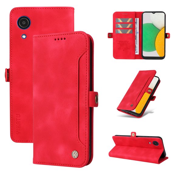Nalacover For Samsung A03 Core Wallet case 【RFID Blocking】【Slide Pocket Slot】,Credit Card Holder Flip Folio Book PU Leather Protective Cover Women Men For Galaxy A03 Core, red