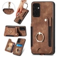 thumbnail image 1 of Nalacover For Samsung A13 5G Case Ring Holder Kickstand with Credit Card Holder, Back Flip Premium Leather Magnetic Clasp Removable Wirst Hand Strap Cover for Samsung Galaxy A13 5G, Brown, 1 of 15