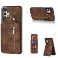 thumbnail image 1 of Nalacover for Samsung A14 5G, Wallet with RFID Credit Card Holder and Zipper Pocket,Drop Protection Flip Cover Ring Holder Kickstand with Double Magnetic Clasp for Samsung Galaxy A14 5G, Brown, 1 of 12