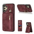 thumbnail image 1 of Nalacover for Samsung A14 5G, Wallet with RFID Credit Card Holder and Zipper Pocket,Drop Protection Flip Cover Ring Holder Kickstand with Double Magnetic Clasp for Samsung Galaxy A14 5G, Winered, 1 of 12