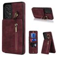 thumbnail image 1 of Nalacover for Samsung A32 5G, Wallet with RFID Credit Card Holder and Zipper Pocket,Drop Protection Flip Cover Ring Holder Kickstand with Double Magnetic Clasp for Samsung Galaxy A32 5G, Winered, 1 of 12