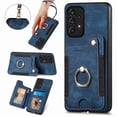 thumbnail image 1 of Nalacover For Samsung A53 5G Case Ring Holder Kickstand with Credit Card Holder, Back Flip Premium Leather Magnetic Clasp Removable Wirst Hand Strap Cover for Samsung Galaxy A53 5G, Blue, 1 of 15