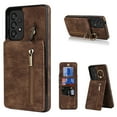 thumbnail image 1 of Nalacover for Samsung A53 5G, Wallet with RFID Credit Card Holder and Zipper Pocket,Drop Protection Flip Cover Ring Holder Kickstand with Double Magnetic Clasp for Samsung Galaxy A53 5G, Brown, 1 of 12