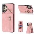 thumbnail image 1 of Nalacover for Samsung A54 5G, Wallet with RFID Credit Card Holder and Zipper Pocket,Drop Protection Flip Cover Ring Holder Kickstand with Double Magnetic Clasp, Pink, 1 of 12