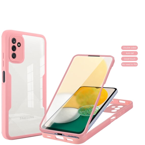 Nalacover for Samsung Galaxy A13 5G Clear Phone Case with Built-in Screen Protector, Dual-Layers Acrylic + TPU Shockproof Non-Yellowing Lens Protection Cover for Samsung Galaxy A13 5G,Pink