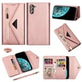thumbnail image 1 of Nalacover for Samsung Galaxy A13 5G Wallet Case,360 Protection PU Leather Soft TPU Magnetic Flip Folding Kickstand Card Slots Zipper Pocket Shockproof Cover with Crossbody Shoulder Strap.Rosegold, 1 of 9