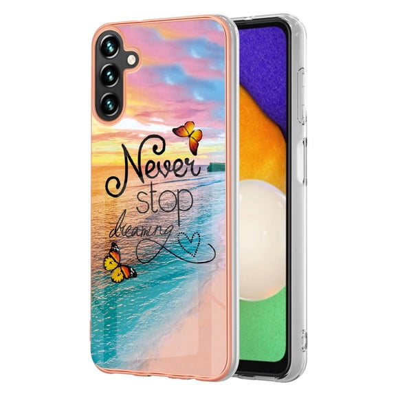 Nalacover for Samsung Galaxy A14 5G Slim Case, Fish Scale Marble Pattern Soft TPU Shockproof Lens Protection Cover for Women Girls, Compatible with MagSafe Wireless Charging Case,Never Stop