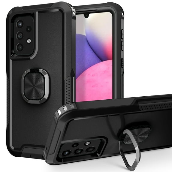 Nalacover For Samsung Galaxy A14 5G Slim Case,Luxury Hybrid Hard PC and TPU Rugged Bumper 3-In-1 Rotatable Magnetic Ring Kickstand Four Corner Guard Shockproof Anti-Scratch Back Phone Cover.Black