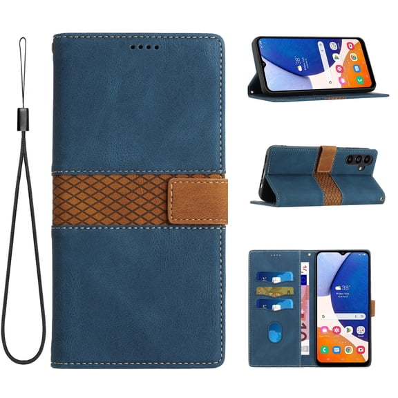 Nalacover for Samsung Galaxy A15 Wallet Case, Card Holder Flip Folio Cover with Kickstand Magnetic Clasp Shockproof Protective Stylish PU Leather Phone Case for Samsung Galaxy A15, Blue