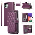 thumbnail image 1 of Nalacover for Samsung Galaxy A22 5G Premium PU Leather Crossbody Case with Shoulder Strap & Wrist Strap,Shockproof Magnetic Flip Kickstand Credit Card Slots Zipper Wallet Phone Case,Darkpurple, 1 of 12