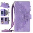 thumbnail image 1 of Nalacover for Samsung Galaxy A32 5G Embossed Floral Pattern PU Leather Crossbody Case with Shoulder Strap,Shockproof Magnetic Flip Kickstand Credit Card Slots Zipper Pocket Wallet Phone Case,Purple, 1 of 10