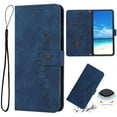 thumbnail image 1 of Nalacover for Samsung Galaxy A52 5G/4G Flip Wallet Case,Luxury Love Heart Embossed PU Leather Shockproof Soft TPU Protective Folio Kickstand Card Slots Cover with Wrist Strap for Women Men,Blue, 1 of 11