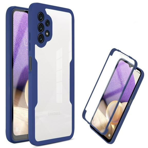 Nalacover for Samsung Galaxy A53 5G Clear Phone Case with Built-in Screen Protector, Dual-Layers Acrylic + TPU Shockproof Non-Yellowing Lens Protection Cover for Samsung Galaxy A53 5G, Blue