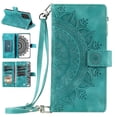 thumbnail image 1 of Nalacover for Samsung Galaxy A53 5G Embossed Floral Pattern PU Leather Crossbody Case with Shoulder Strap,Shockproof Magnetic Flip Kickstand Credit Card Slots Zipper Pocket Wallet Phone Case,Green, 1 of 10