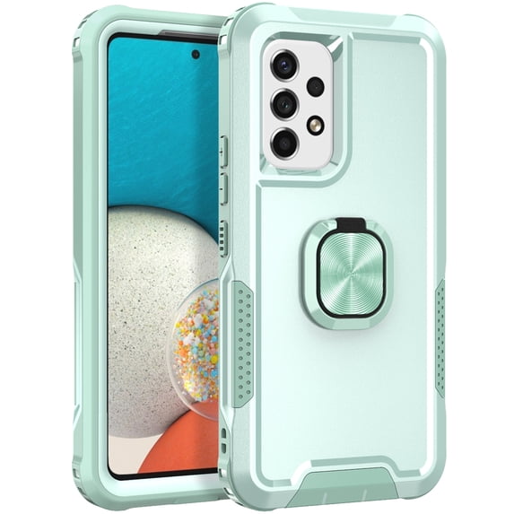 Nalacover For Samsung Galaxy A53 5G Slim Case,Luxury Hybrid Hard PC and TPU Rugged Bumper 3-In-1 Rotatable Magnetic Ring Kickstand Four Corner Guard Shockproof Anti-Scratch Back Phone Cover.Green