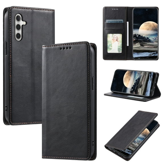 Nalacover for Samsung Galaxy A54 5G Wallet Case, Vintage PU Leather Book Folding Folio Case with Credit Card Slots Hidden Magnetic Closure Flip Kickstand Shockproof Slim Phone Case,Black