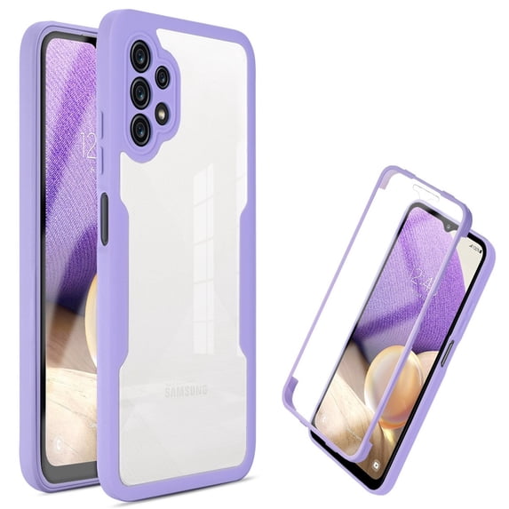 Nalacover for Samsung Galaxy A73 5G Clear Phone Case with Built-in Screen Protector, Dual-Layers Acrylic + TPU Bumper Shockproof Non-Yellowing Lens Protection Cover for Samsung Galaxy A73 5G,Purple