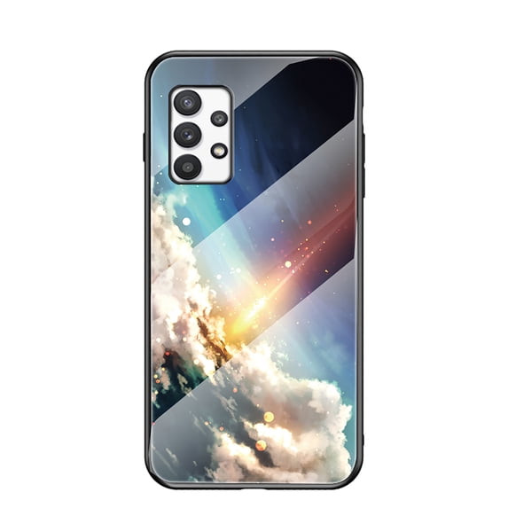 Nalacover For Samsung Galaxy A73 5G Fit Slim Case,Stylish Galaxy Pattern Design Luxury Tempered Glass Back Case Anti-scratch Side with TPU Bumper Shockproof Camera Lens Protective Cover.E