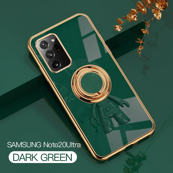 Nalacover for Samsung Galaxy Note 20 Ultra Slim Case,Cute Cartoon 6D Plating Astronaut Hidden Magnetic Ring Kickstand Soft TPU Shockproof Corner Protection Drop Proof Edge Bumper Cover.Darkgreen