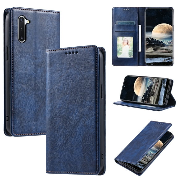 Nalacover for Samsung Galaxy Note10 Wallet Case, Vintage PU Leather Book Folding Folio Case with Credit Card Slots Hidden Magnetic Closure Flip Kickstand Shockproof Slim Phone Case,Blue
