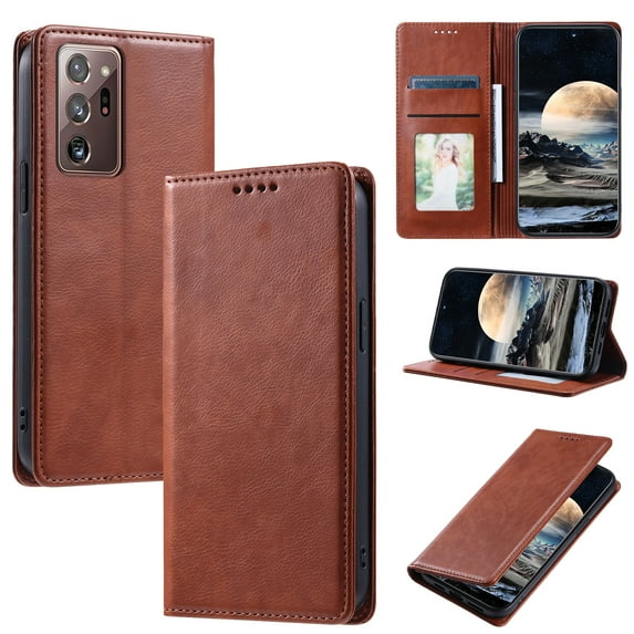 Nalacover for Samsung Galaxy Note20 Ultra Wallet Case, Vintage PU Leather Book Folding Folio Case with Credit Card Slots Hidden Magnetic Closure Flip Kickstand Shockproof Slim Phone Case,Brown