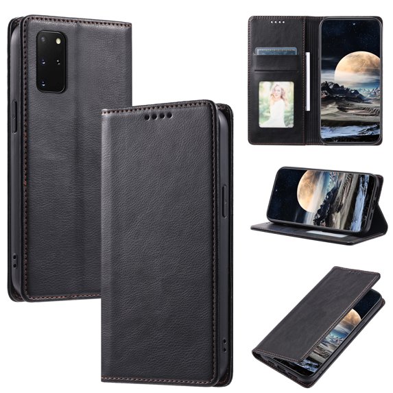 Nalacover for Samsung Galaxy S20 Plus Wallet Case, Vintage PU Leather Book Folding Folio Case with Credit Card Slots Hidden Magnetic Closure Flip Kickstand Shockproof Slim Phone Case,Black