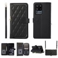 thumbnail image 1 of Nalacover for Samsung Galaxy S20 Ultra Premium PU Leather Crossbody Case with Shoulder Strap & Wrist Strap,Shockproof Magnetic Flip Kickstand Credit Card Slots Zipper Wallet Phone Case,Black, 1 of 12