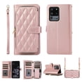 thumbnail image 1 of Nalacover for Samsung Galaxy S20 Ultra Premium PU Leather Crossbody Case with Shoulder Strap & Wrist Strap,Shockproof Magnetic Flip Kickstand Credit Card Slots Zipper Wallet Phone Case,Rosegold, 1 of 12