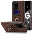 thumbnail image 1 of Nalacover for Samsung Galaxy S20 Ultra Wallet Case, Premium PU Leather Soft TPU Anti-Drop Card Slots with 360 Finger Ring Holder Kickstand Back Phone Cover For Samsung Galaxy S20 Ultra, Coffee, 1 of 8