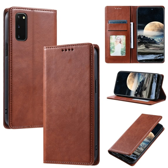 Nalacover for Samsung Galaxy S20 Wallet Case, Vintage PU Leather Book Folding Folio Case with Credit Card Slots Hidden Magnetic Closure Flip Kickstand Shockproof Slim Phone Case,Brown
