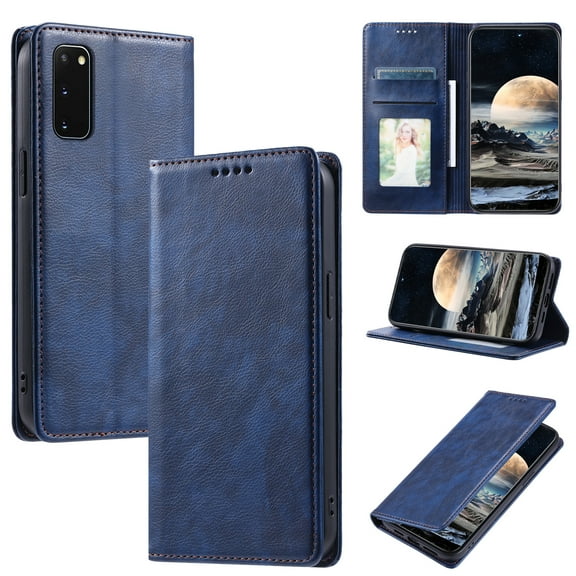 Nalacover for Samsung Galaxy S20 Wallet Case, Vintage PU Leather Book Folding Folio Case with Credit Card Slots Hidden Magnetic Closure Flip Kickstand Shockproof Slim Phone Case,Blue