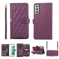 thumbnail image 1 of Nalacover for Samsung Galaxy S21 FE Premium PU Leather Crossbody Case with Shoulder Strap & Wrist Strap,Shockproof Magnetic Flip Kickstand Credit Card Slots Zipper Wallet Phone Case,Darkpurple, 1 of 12