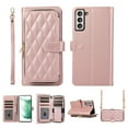 thumbnail image 1 of Nalacover for Samsung Galaxy S21 Premium PU Leather Crossbody Case with Shoulder Strap & Wrist Strap,Shockproof Magnetic Flip Kickstand Credit Card Slots Zipper Wallet Phone Case,Rosegold, 1 of 12