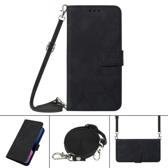 Nalacover For Samsung Galaxy S22 5G Card Slot Case,Shockproof Premium PU Leather Magnetic Clasp Flip Stand Wallet for Women Men Cover with Removable Adjustable Crossbody Shoulder Strap,Black