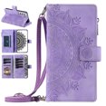 thumbnail image 1 of Nalacover for Samsung Galaxy S22 Embossed Floral Pattern PU Leather Crossbody Case with Shoulder Strap,Shockproof Magnetic Flip Kickstand Credit Card Slots Zipper Pocket Wallet Phone Case,Purple, 1 of 10