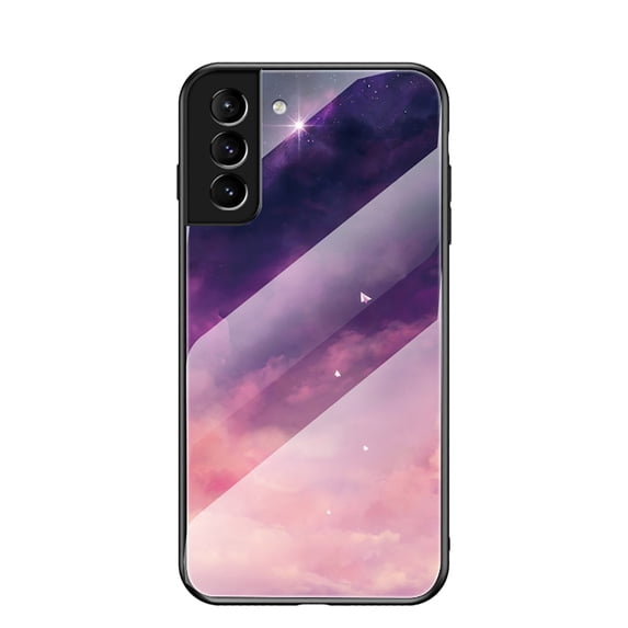 Nalacover For Samsung Galaxy S22 Plus Fit Slim Case,Stylish Galaxy Pattern Design Luxury Tempered Glass Back Case Anti-scratch Side with TPU Bumper Shockproof Camera Lens Protective Cover.C