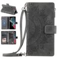 thumbnail image 1 of Nalacover for Samsung Galaxy S22 Ultra Embossed Floral Pattern PU Leather Crossbody Case with Shoulder Strap,Shockproof Magnetic Flip Stand Credit Card Slots Zipper Pocket Wallet Phone Case,Gray, 1 of 1