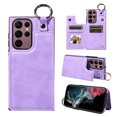 thumbnail image 1 of Nalacover for Samsung Galaxy S22 Ultra Wallet Case with Card Slots & Metal Finger Ring, Durable PU Leather Back Double Magnetic Botton Flip Kickstand Purse Shockproof Phone Case,Purple, 1 of 10