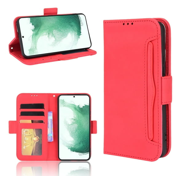 Nalacover for Samsung Galaxy S23 Plus Card Slots Wallet Case with Kickstand Removable Card Holder Magnetic Clasp, Luxury PU Leather Anti-Scratches Shockproof Cover for Samsung Galaxy S23 Plus,Red