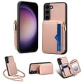 thumbnail image 1 of Nalacover for Samsung Galaxy S23 Plus Crossbody Wallet Case for Women Men,Premium PU Leather Zipper Pocket ID Credit Card Slots Kickstand Phone Case with Removable Metal Shoulder Strap,Pink, 1 of 10