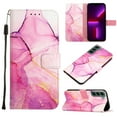 thumbnail image 1 of Nalacover for Samsung Galaxy S23 Plus PU Leather Wallet Case,Stylish Marble Pattern Magnetic Clasp Flip Kickstand Cash Pocket Wireless Charging+Wrist Strap Cover for Girls Women,Pink/Purple, 1 of 6