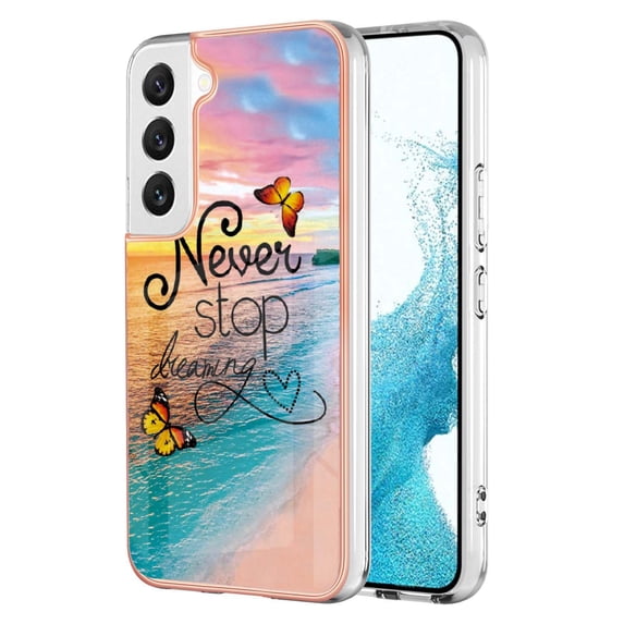 Nalacover for Samsung Galaxy S23 Plus Slim Case, Fish Scale Marble Pattern Soft TPU Shockproof Lens Protection Cover for Women Girls, Compatible with MagSafe Wireless Charging Case,Never Stop