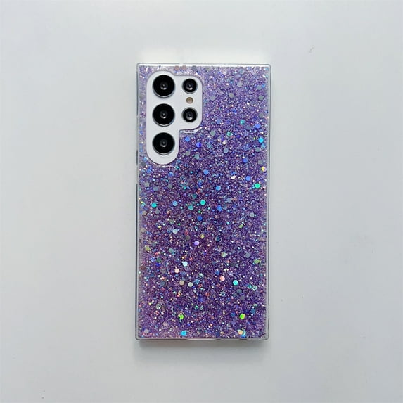 Nalacover for Samsung Galaxy S23 Ultra Sparkle Glitter Case, Soft TPU/Rubber Slim Shockproof Drop Protection Cover, Shining Bling Non-Yellowing Case for Samsung Galaxy S23 Ultra Women Girls,Purple